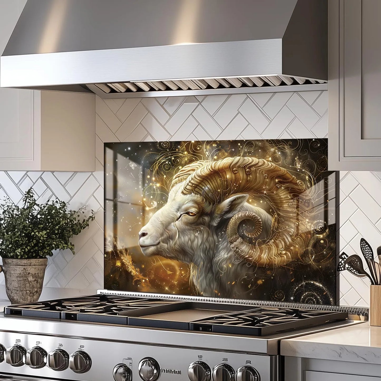 Twelve Zodiac Signs - Tempered Glass Backsplash for Kitchen