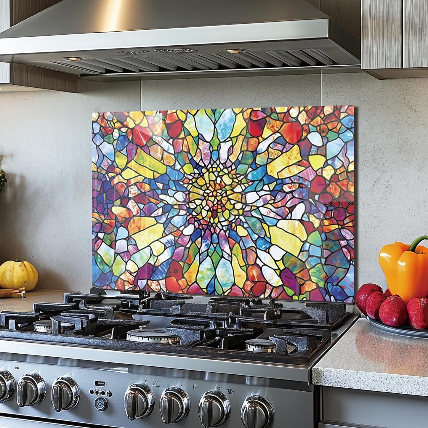 Tempered Glass Mosaic Abstract Window Stove Back Top Cover
