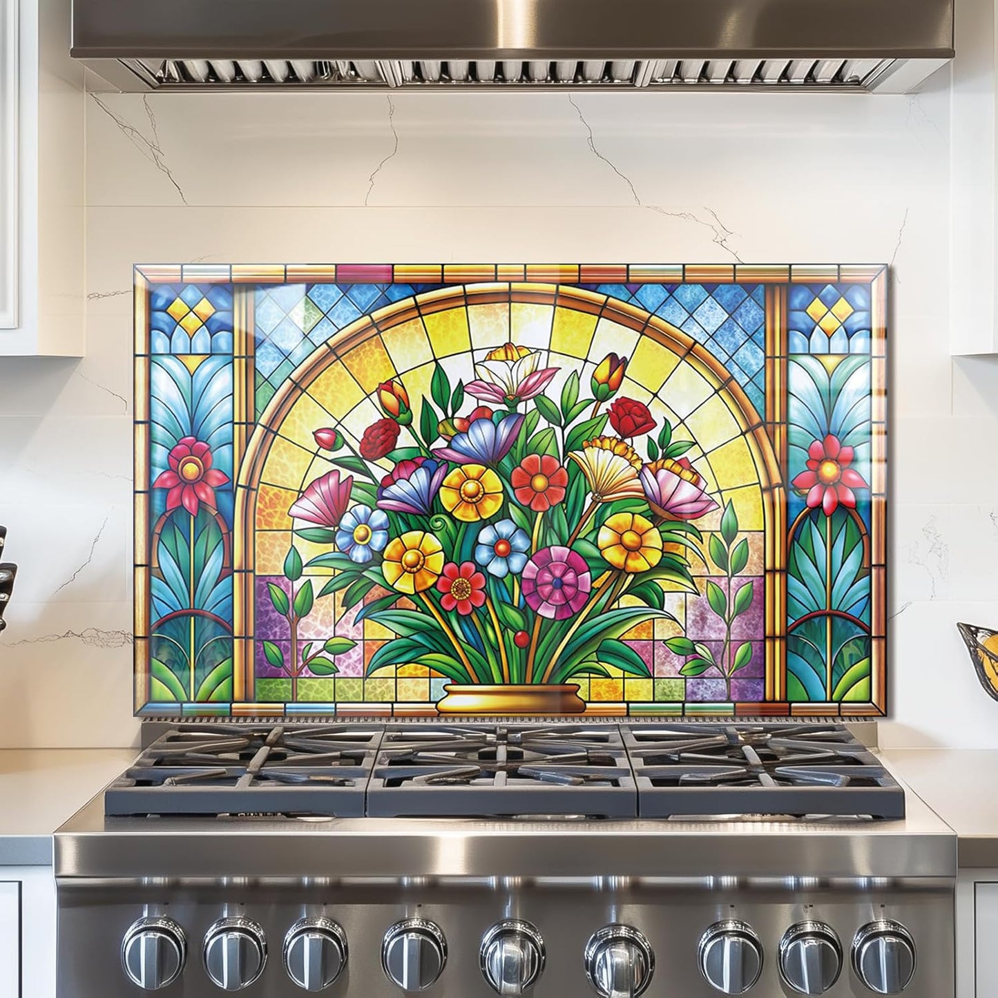 Mosaic Window Tempered Glass Kitchen Backsplash