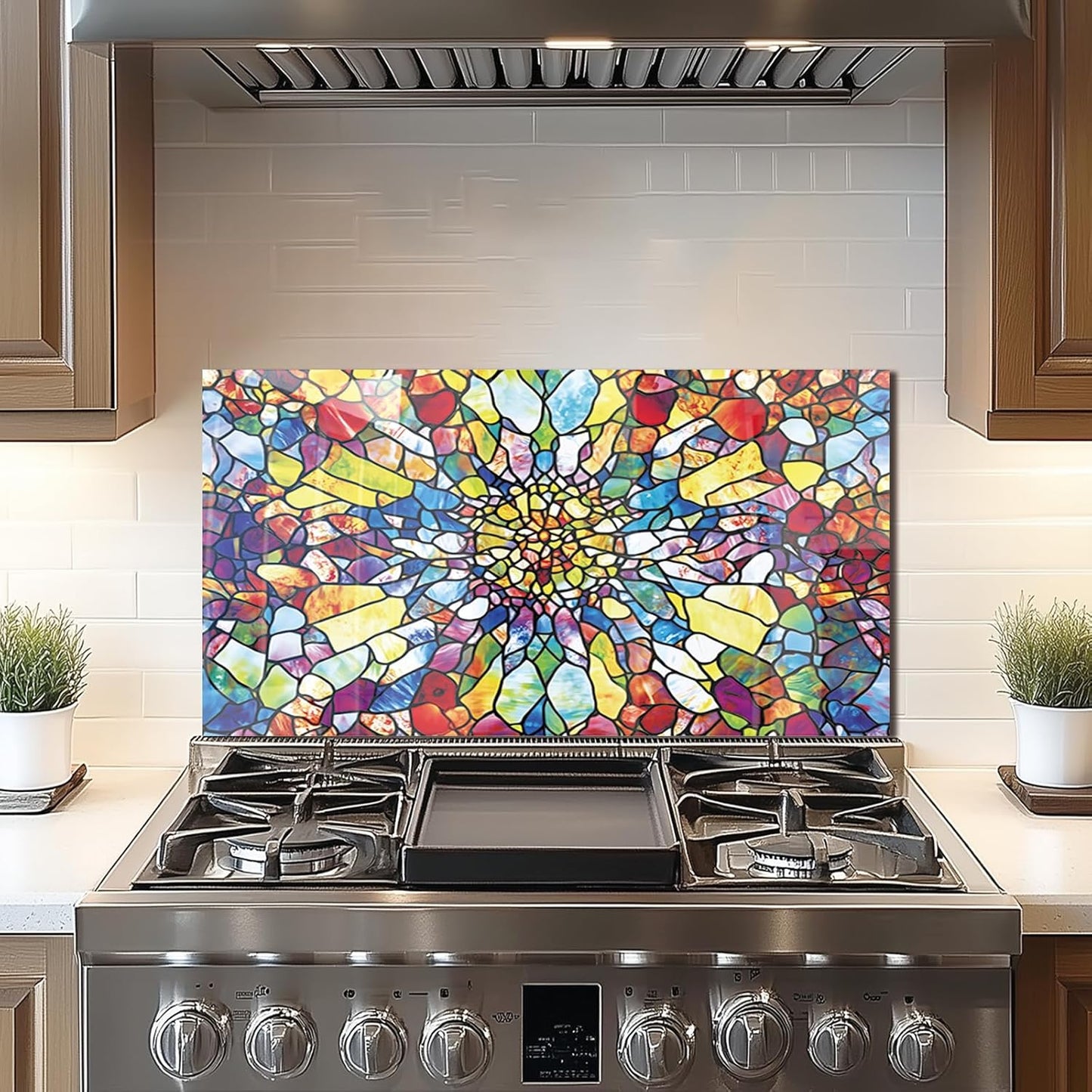 Tempered Glass Mosaic Abstract Window Stove Back Top Cover