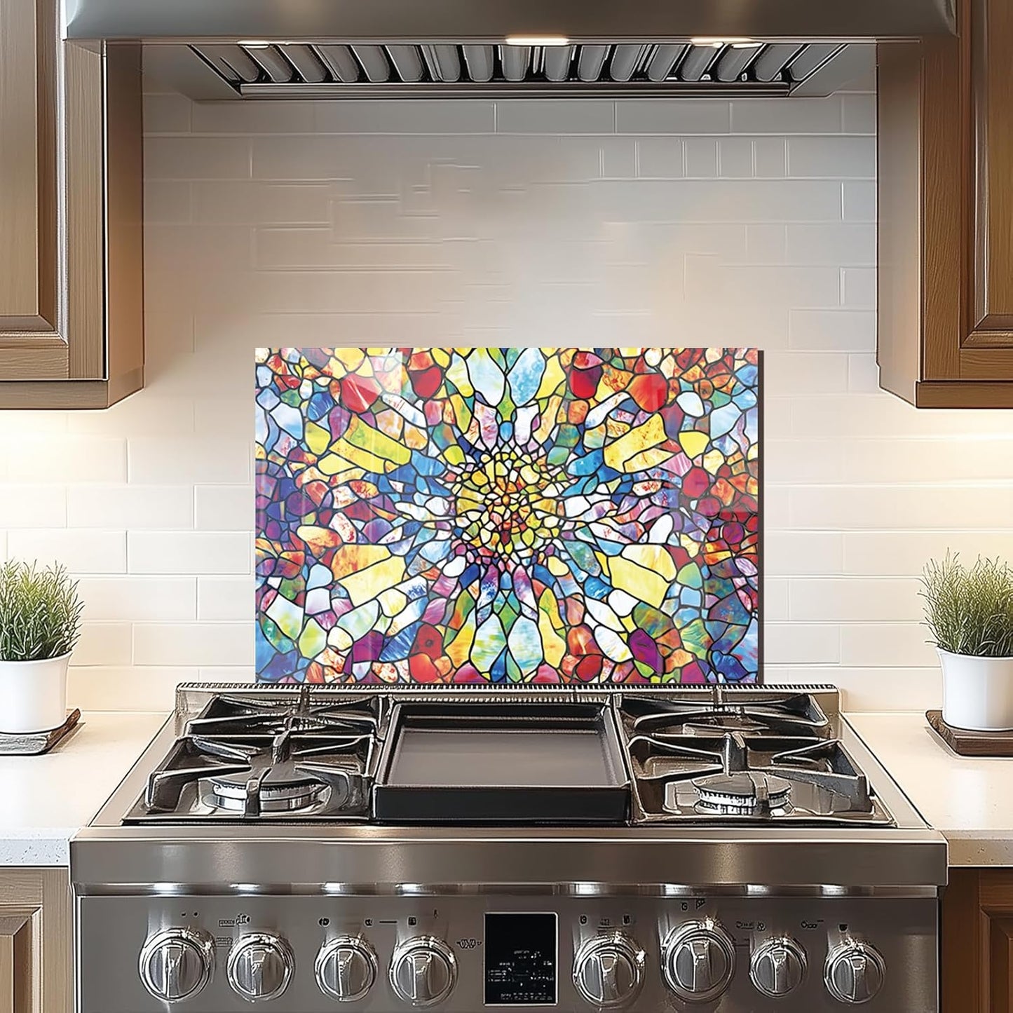 Tempered Glass Mosaic Abstract Window Stove Back Top Cover