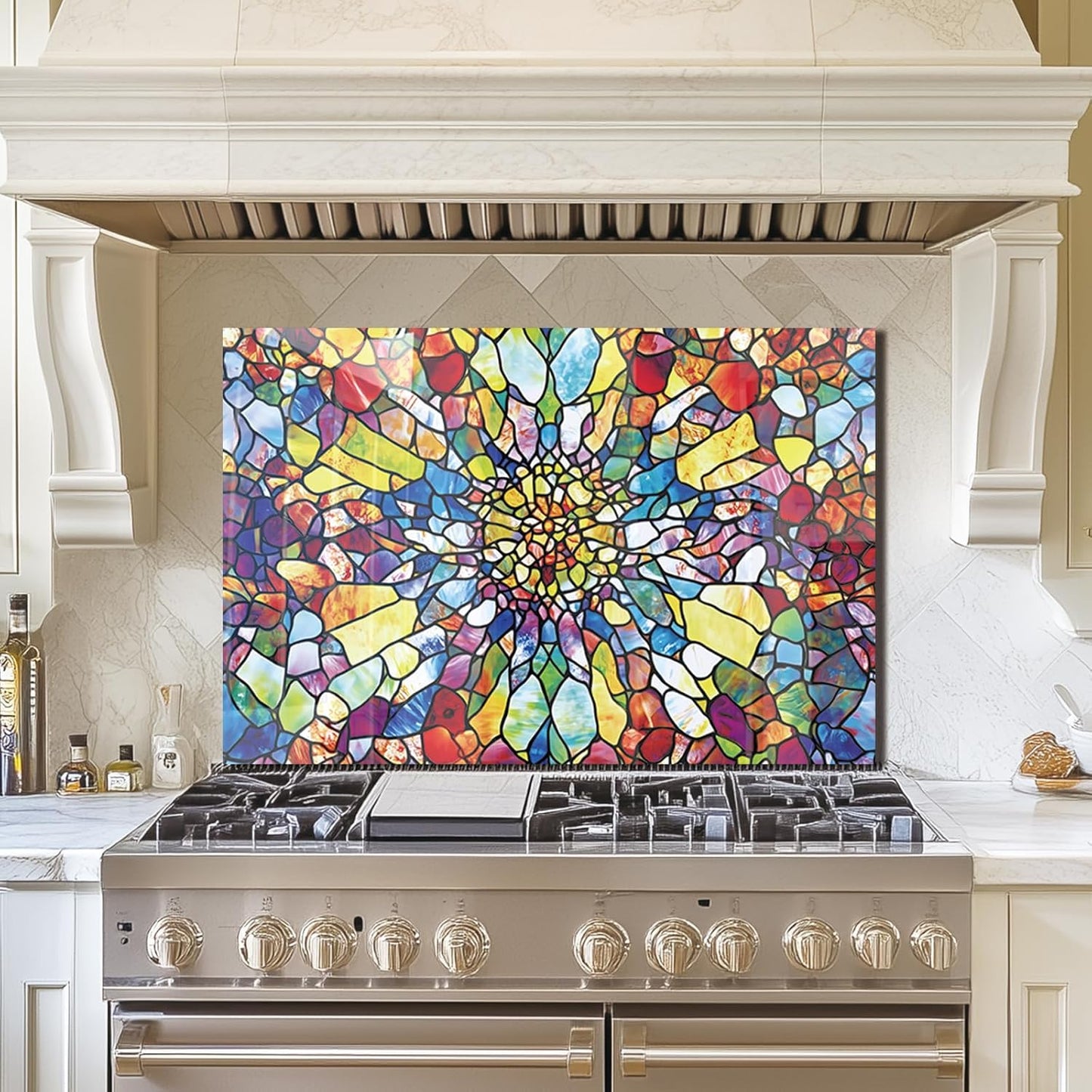 Tempered Glass Mosaic Abstract Window Stove Back Top Cover