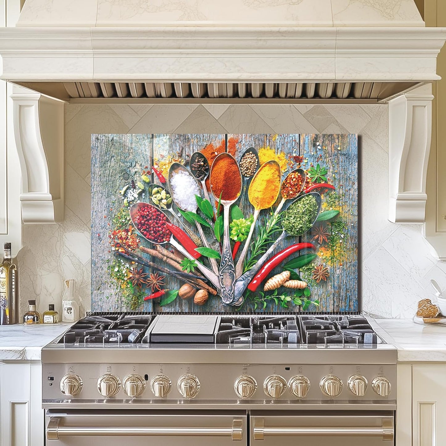 Tempered Glass Wooden Spice Stove Backsplash Top Cover