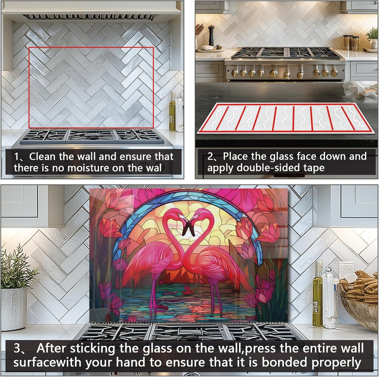 Tempered Glass Flamingo Stove Backsplash Top Cover