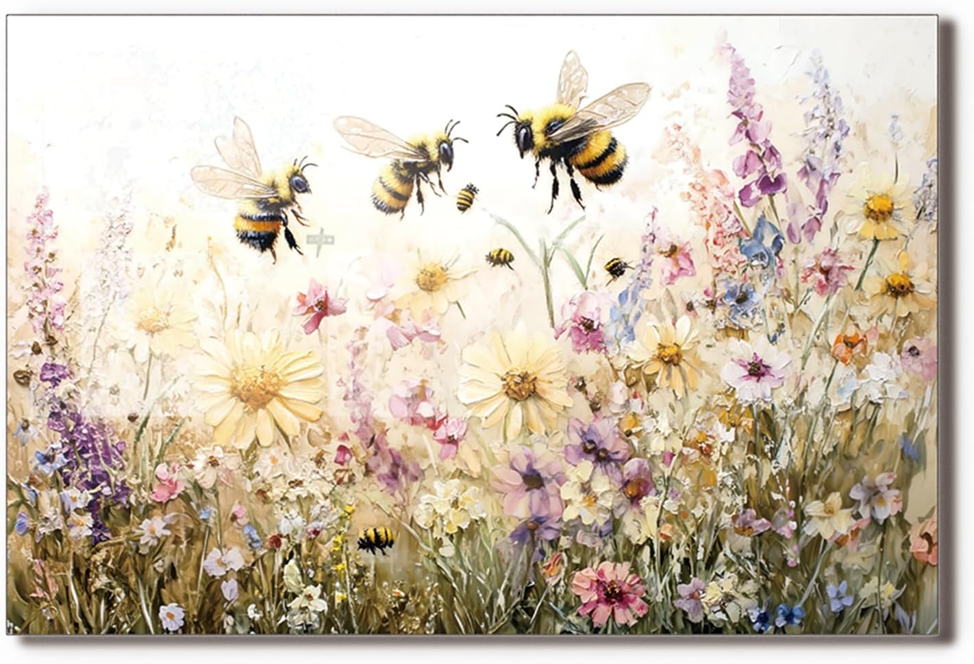 Bees in the flowers Tempered Glass Kitchen Backsplash