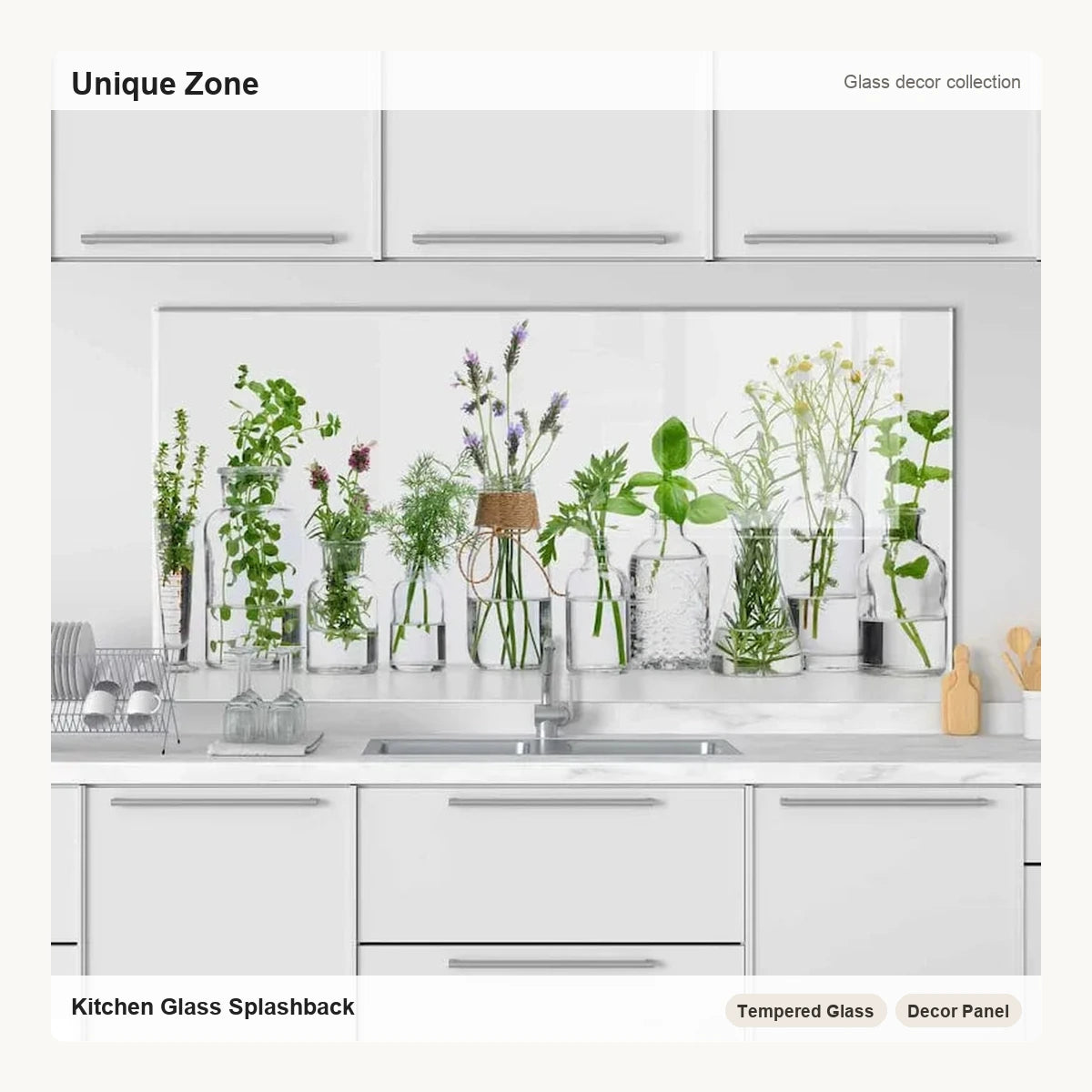 Transparent Vase Image Tempered Glass Stove Backsplash - Unique Zone correct branded main image