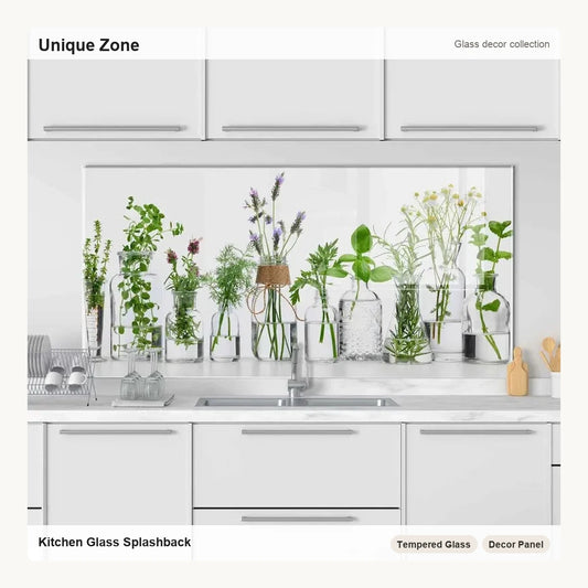 Transparent Vase Image Tempered Glass Stove Backsplash - Unique Zone correct branded main image