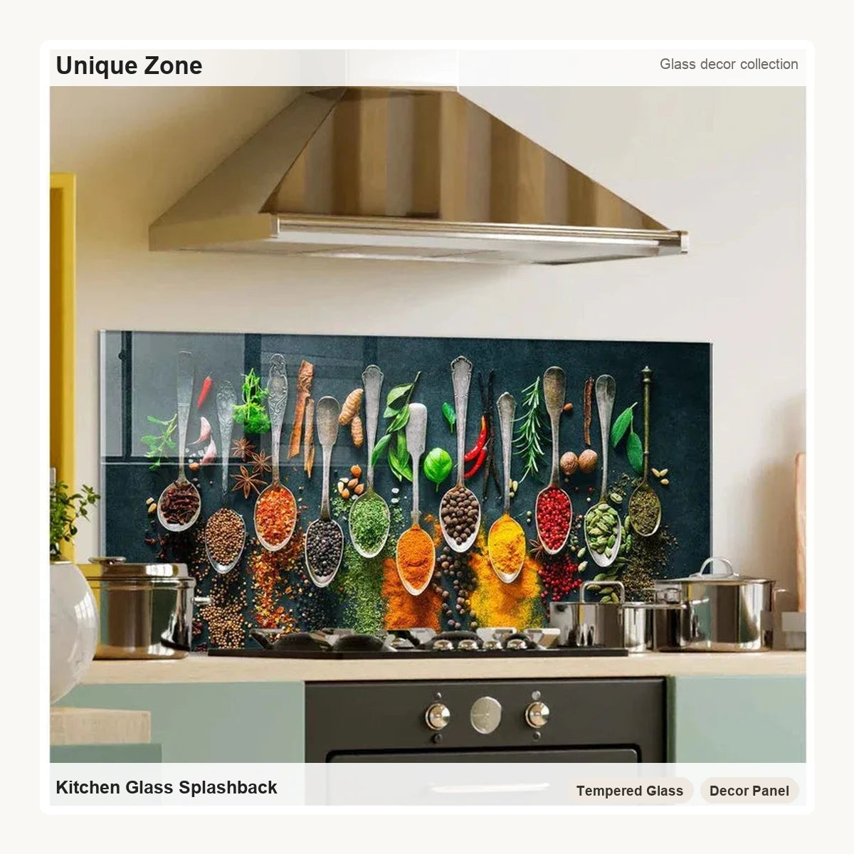 Spices-Tempered Glass Stove Backsplash - Unique Zone correct branded main image