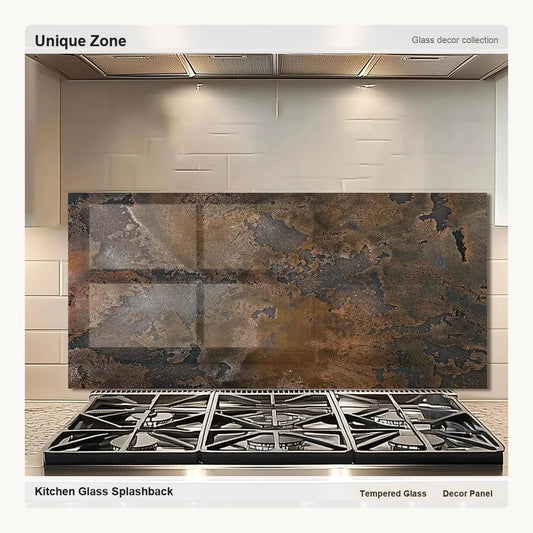 Old Wall Pattern Tempered Glass Stove Splashback - Unique Zone correct branded main image