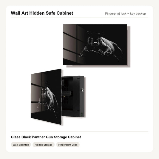 Black Panther Wall Art Hidden Gun Safe Cabinet with fingerprint lock by Unique Zone