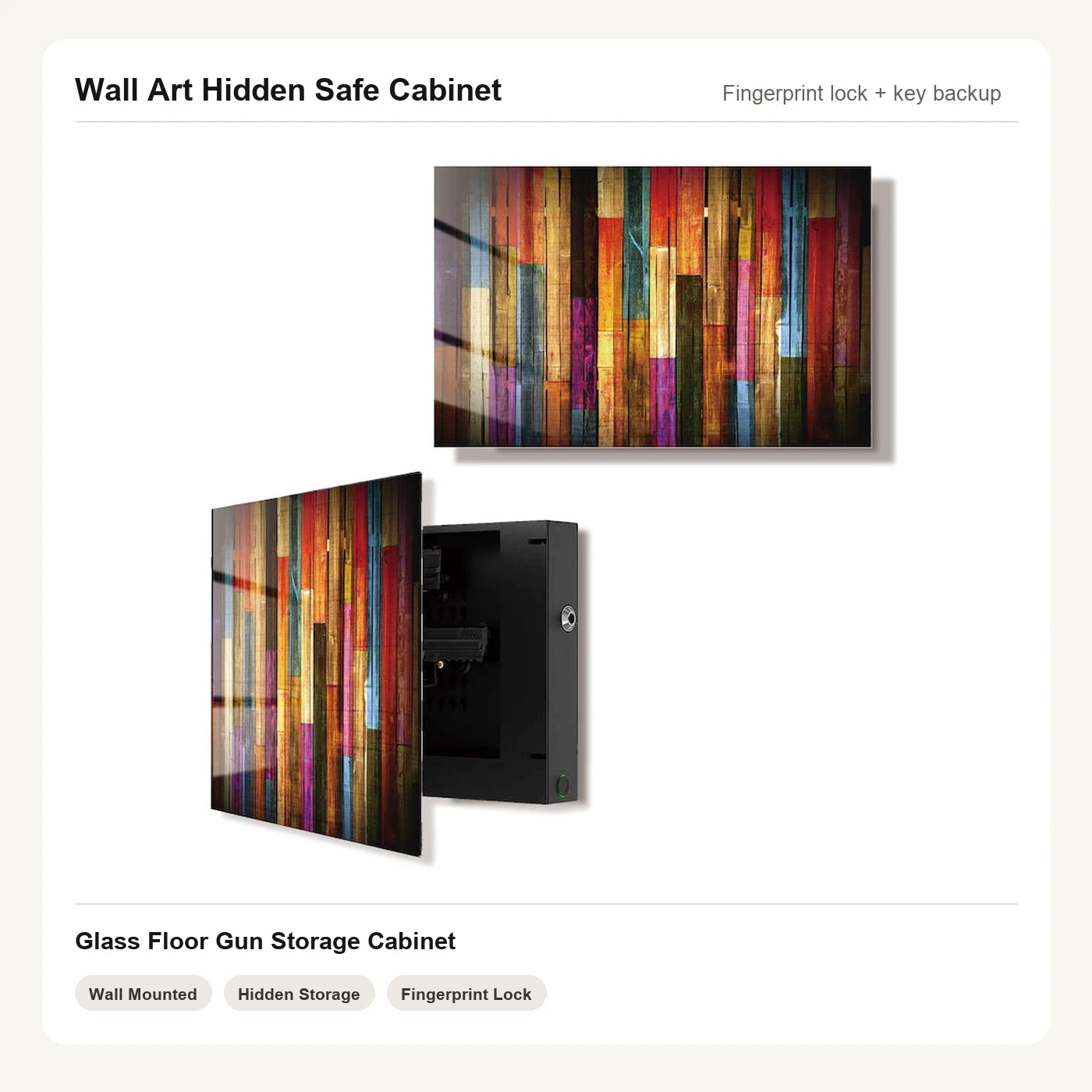 Floor Wall Art Hidden Gun Safe Cabinet with fingerprint lock by Unique Zone