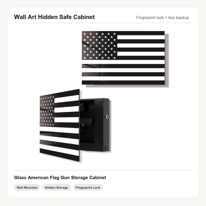 American Flag Wall Art Hidden Gun Safe Cabinet with fingerprint lock by Unique Zone