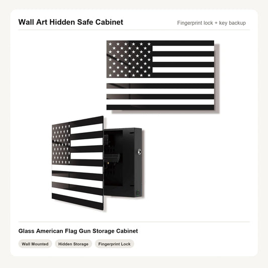 American Flag Wall Art Hidden Gun Safe Cabinet with fingerprint lock by Unique Zone
