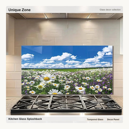 Wild Flower Pictures Tempered Glass Kitchen Backsplash - Unique Zone correct branded main image