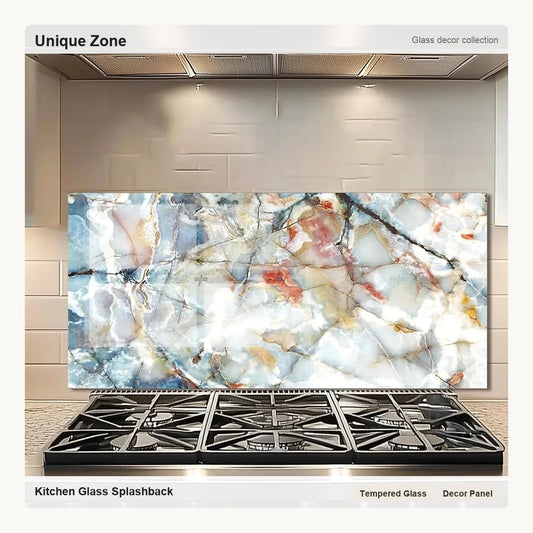 Marble pattern Tempered Glass Backsplash For Kitchen Behind Stove - Unique Zone correct branded main image