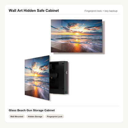 Beach Wall Art Hidden Gun Safe Cabinet with fingerprint lock by Unique Zone
