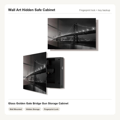 Golden Gate Bridge Wall Art Hidden Gun Safe Cabinet with fingerprint lock by Unique Zone