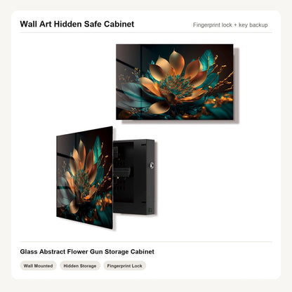 Abstract Flower Wall Art Hidden Gun Safe Cabinet with fingerprint lock by Unique Zone