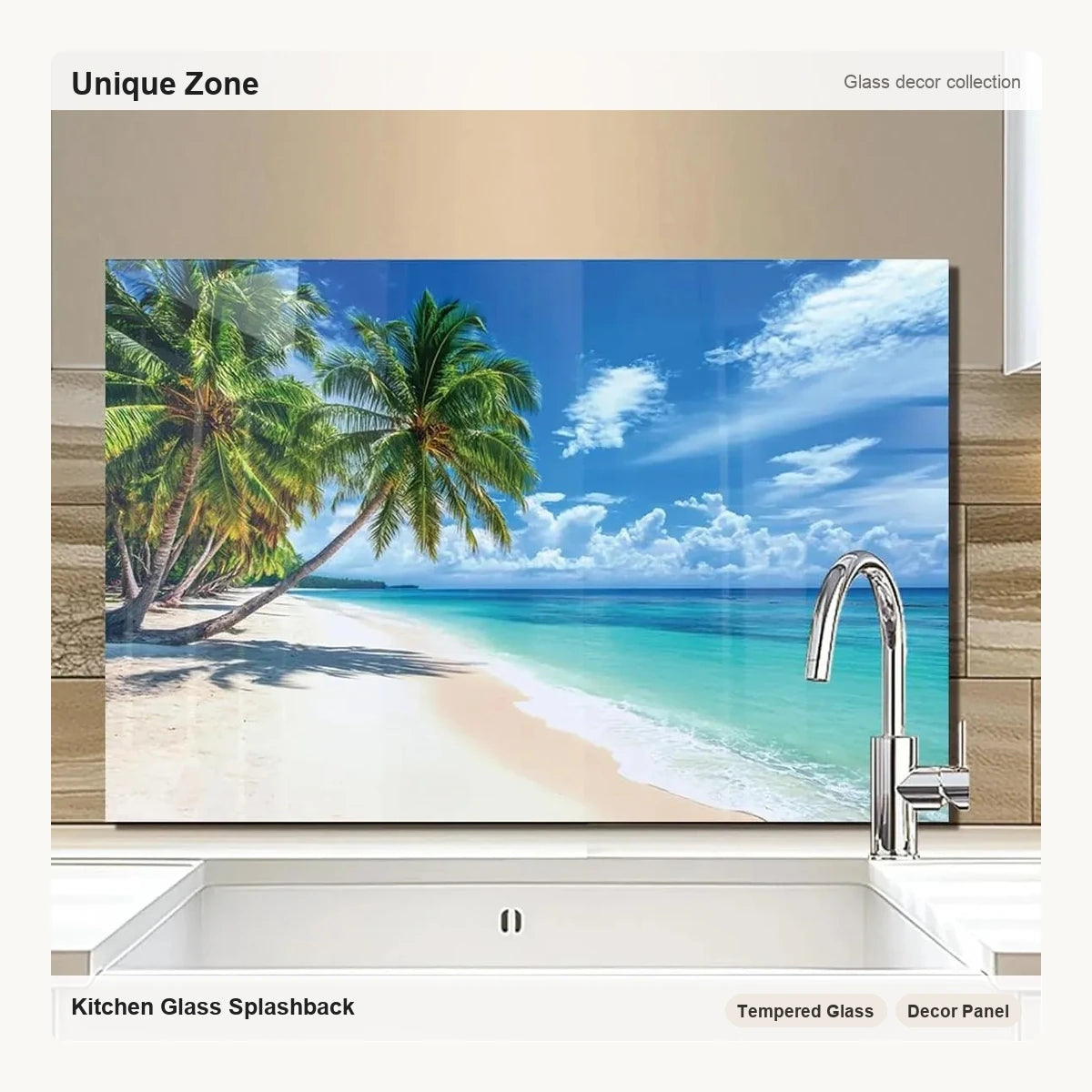 Coconut trees on the beach by the sea Kitchen Sink Cover Splash Guard - Unique Zone correct branded main image