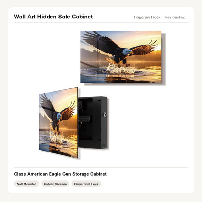 American Eagle Wall Art Hidden Gun Safe Cabinet with fingerprint lock by Unique Zone