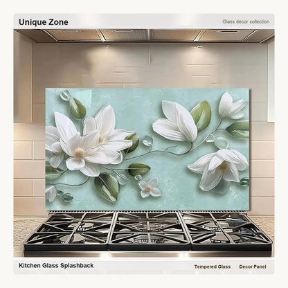 3D Flower Diagram Tempered Glass Kitchen Backsplash - Unique Zone correct branded main image