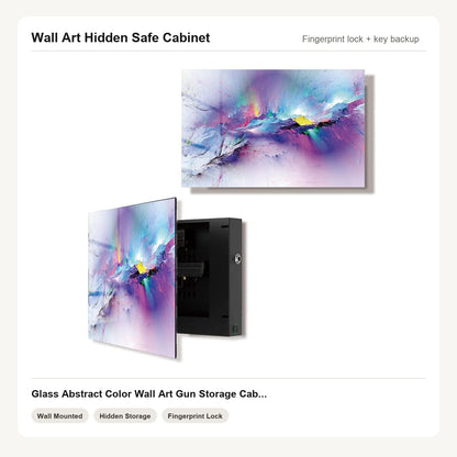 Abstract Color Wall Art Hidden Gun Safe Cabinet with fingerprint lock by Unique Zone