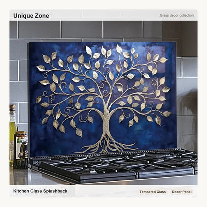 Tree of Life Tempered Glass Backsplash For Kitchen - Unique Zone correct branded main image