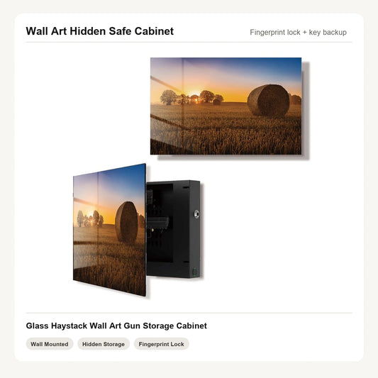 Haystack Wall Art Hidden Gun Safe Cabinet with fingerprint lock by Unique Zone