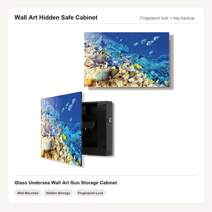 Undersea Wall Art Hidden Gun Safe Cabinet with fingerprint lock by Unique Zone