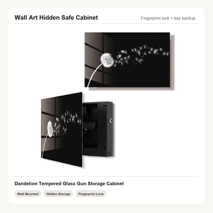 Dandelion Wall Art Hidden Gun Safe Cabinet with fingerprint lock by Unique Zone