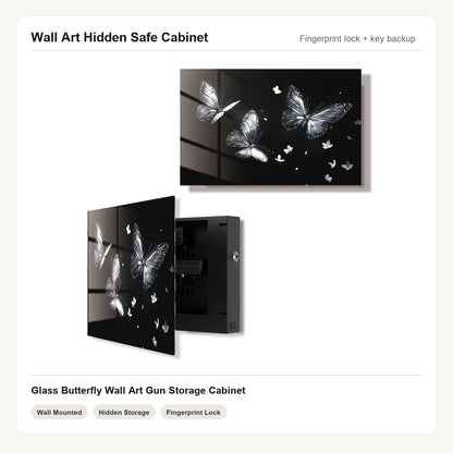 Butterfly Wall Art Hidden Gun Safe Cabinet with fingerprint lock by Unique Zone