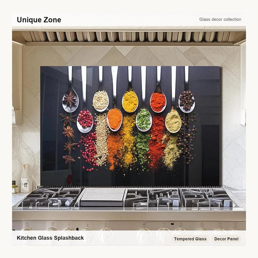 Tempered Glass Spoon Spice Stove Back Top Cover - Unique Zone correct branded main image