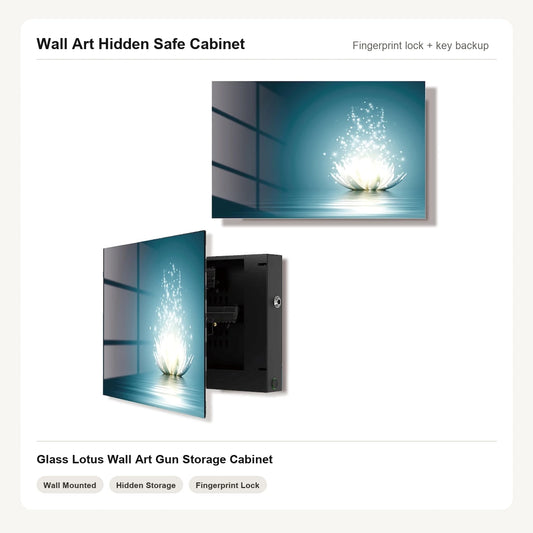 Lotus Wall Art Hidden Gun Safe Cabinet with fingerprint lock by Unique Zone