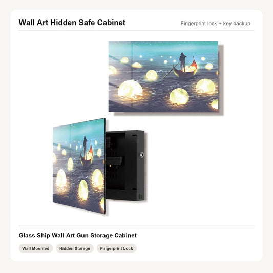 Ship Wall Art Hidden Gun Safe Cabinet with fingerprint lock by Unique Zone