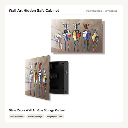 Zebra Wall Art Hidden Gun Safe Cabinet with fingerprint lock by Unique Zone