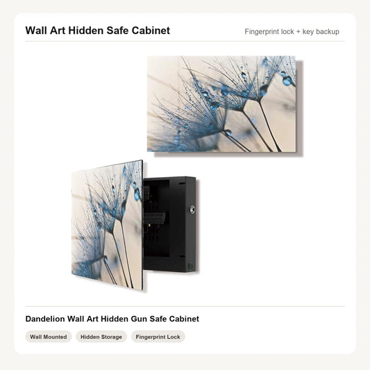 Dandelion Wall Art Hidden Gun Safe Cabinet with fingerprint lock by Unique Zone