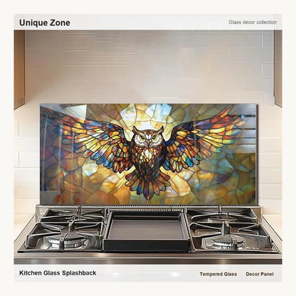 Tempered Glass Owl Stove Backsplash Top Cover - Unique Zone correct branded main image