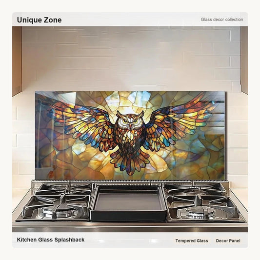 Tempered Glass Owl Stove Backsplash Top Cover - Unique Zone correct branded main image