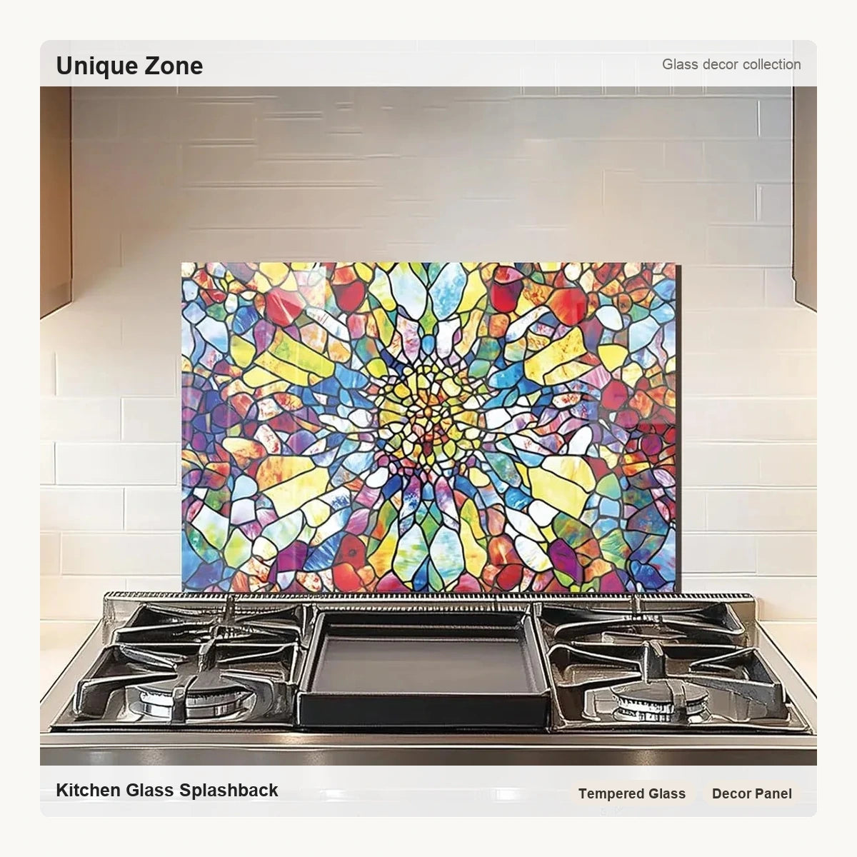 Tempered Glass Mosaic Abstract Window Stove Back Top Cover - Unique Zone correct branded main image