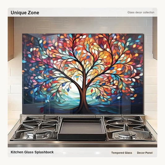 Tempered Glass Tree of Life Kitchen Backsplash - Unique Zone correct branded main image