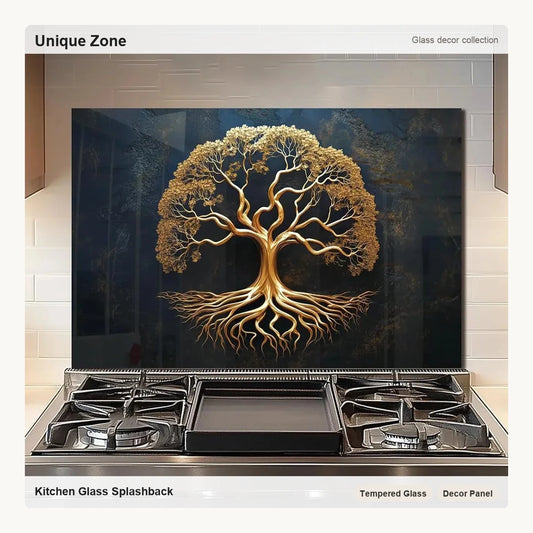 Tempered Glass Tree of Life Kitchen Wall Decor Splashback - Unique Zone correct branded main image