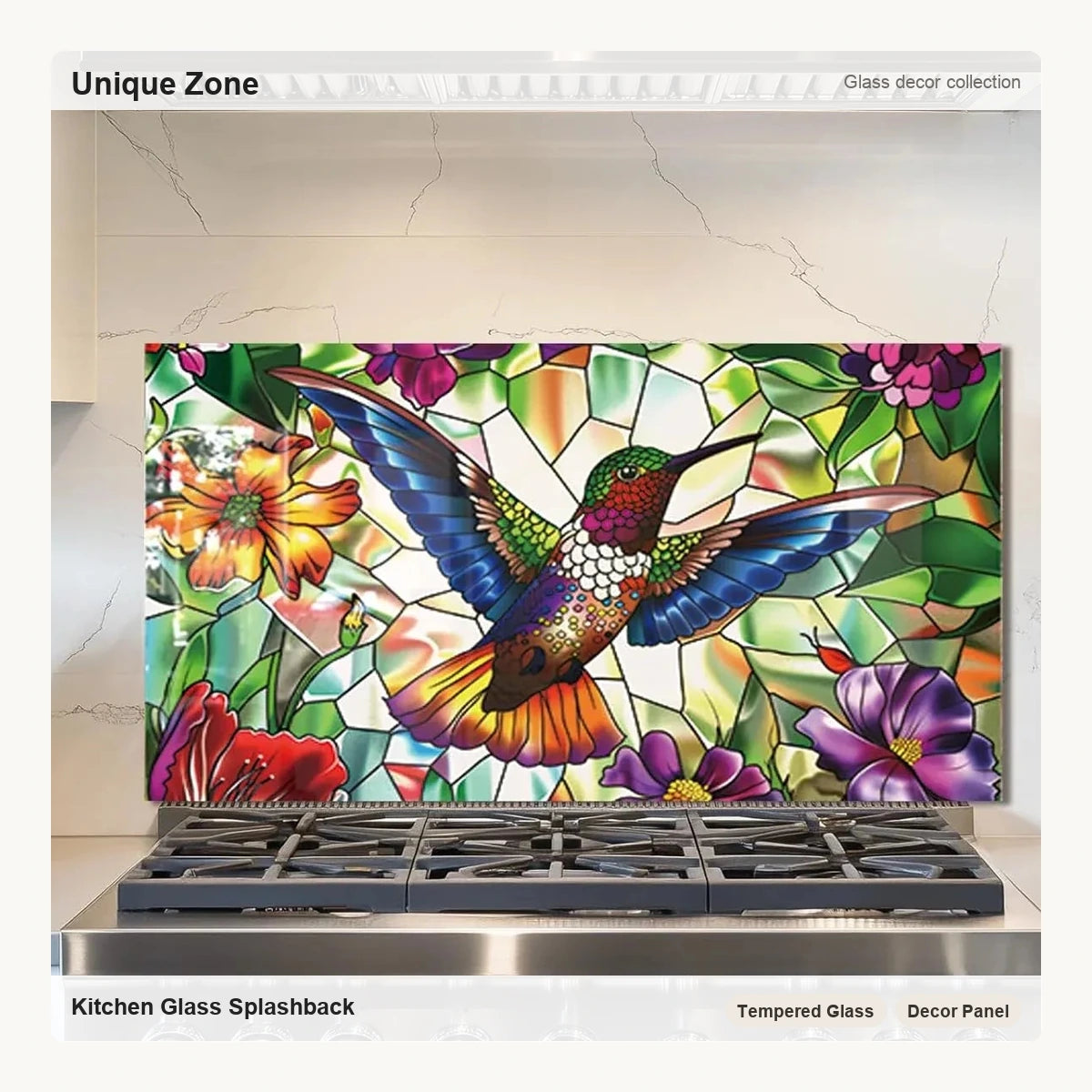 Tempered Glass Hummingbird Kitchen Sink Cover Splash Guard - Unique Zone correct branded main image