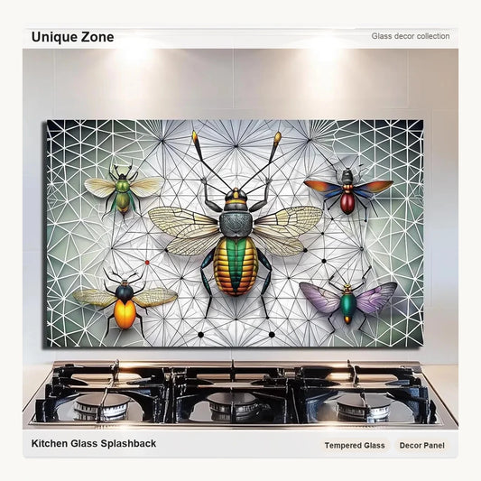 Colorful Fireflies - Tempered Glass Backsplash for Kitchen - Unique Zone correct branded main image