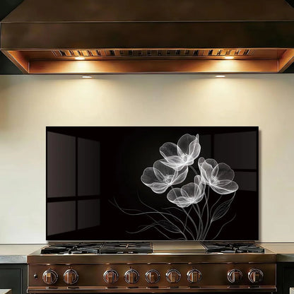 Black tempered glass kitchen backsplash close-up product view
