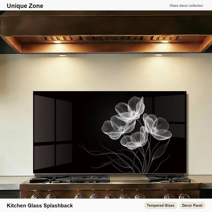 Black Tempered Glass Kitchen Backsplash - Unique Zone branded kitchen backsplash main image