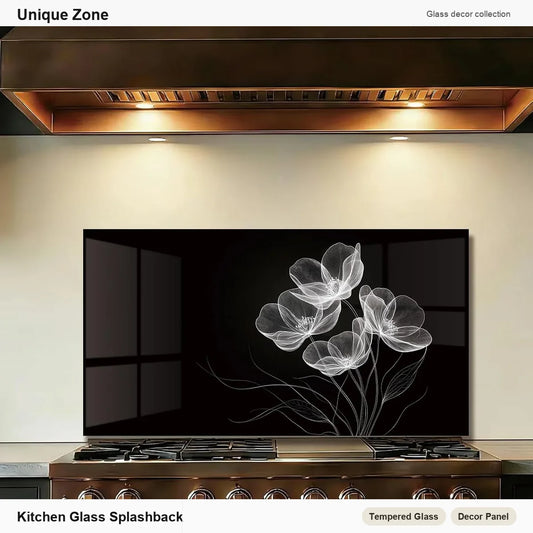 Black Tempered Glass Kitchen Backsplash - Unique Zone branded kitchen backsplash main image