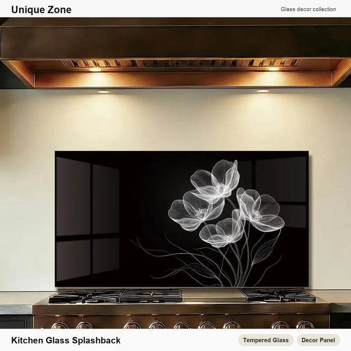 Black Tempered Glass Kitchen Backsplash