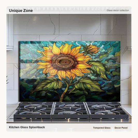 Sunflower - Tempered Glass Backsplash for Kitchen - Unique Zone correct branded main image