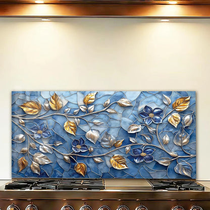 Mosaic Leaves tempered glass kitchen backsplash close-up product view