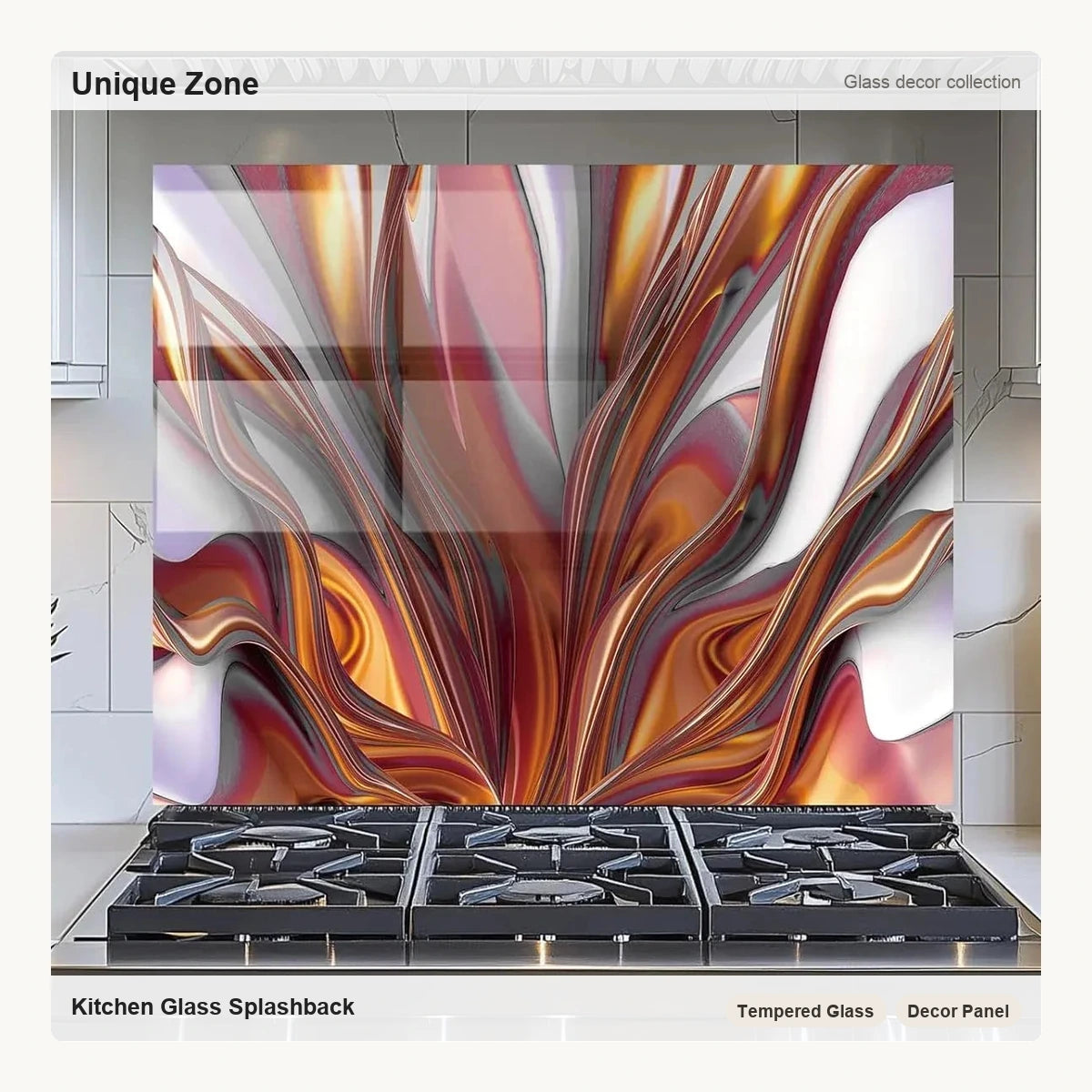 Texture - Tempered Glass Backsplash for Kitchen - Unique Zone correct branded main image